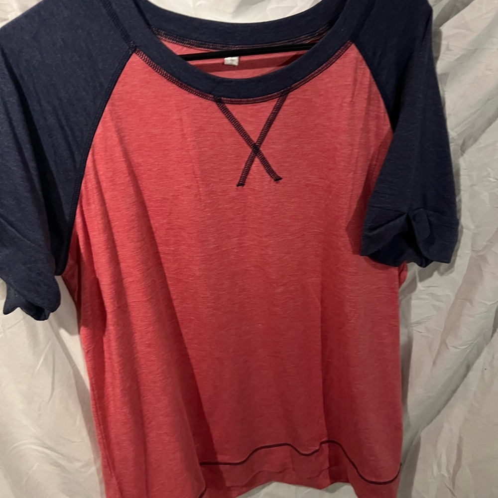 Stylish Pink and Navy Raglan Tee